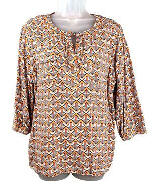 Stylus Geometric Print Tunic Top Women's XL 100% Rayon 3/4 Sleeve